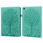 For Samsung Galaxy Tab A 8.0 2019 Tree & Deer Pattern Pressed Printing Horizontal Flip PU Leather Case with Holder & Card Slots(Green)