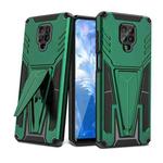 For Xiaomi Redmi Note 9 Pro Super V Armor PC + TPU Shockproof Case with Invisible Holder(Dark Green)