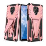 For Xiaomi Redmi Note 9 Pro Super V Armor PC + TPU Shockproof Case with Invisible Holder(Rose Gold)