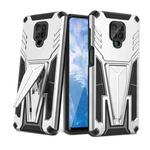 For Xiaomi Redmi Note 9 Pro Super V Armor PC + TPU Shockproof Case with Invisible Holder(Silver)