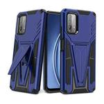 For Xiaomi Redmi Note 9 4G Super V Armor PC + TPU Shockproof Case with Invisible Holder(Blue)