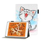 For iPad Mini 5 / 4 / 3 / 2 / 1 3D Embossing Pattern Horizontal Flip Leather Case with Holder & Card Slots & Wallet(Cat)