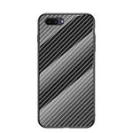 For OPPO A5 Gradient Carbon Fiber Texture TPU Border Tempered Glass Case(Black Fiber)