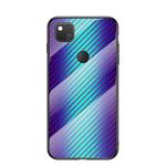 For Google Pixel 4a Gradient Carbon Fiber Texture TPU Border Tempered Glass Case(Blue Fiber)