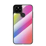 For Google Pixel 5 Gradient Carbon Fiber Texture TPU Border Tempered Glass Case(Colorful Fiber)