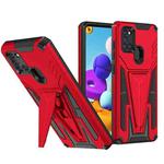 For Samsung Galaxy A21 US Version Super V Armor PC + TPU Shockproof Case with Invisible Holder(Red)
