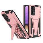 For Samsung Galaxy A52 4G/A52 5G/A52S 5G Super V Armor PC + TPU Shockproof Case with Invisible Holder(Rose Gold)