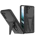 For Samsung Galaxy S21 5G Super V Armor PC + TPU Shockproof Case with Invisible Holder(Black)