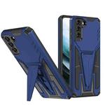 For Samsung Galaxy S21 5G Super V Armor PC + TPU Shockproof Case with Invisible Holder(Blue)