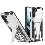 For Samsung Galaxy S21 5G Super V Armor PC + TPU Shockproof Case with Invisible Holder(Silver)