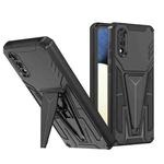 For Samsung Galaxy A02s / A03s 166mm Super V Armor PC + TPU Shockproof Case with Invisible Holder(Black)