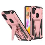For Samsung Galaxy A11 US Version Super V Armor PC + TPU Shockproof Case with Invisible Holder(Rose Gold)