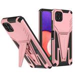 For Samsung Galaxy A22 4G Super V Armor PC + TPU Shockproof Case with Invisible Holder(Rose Gold)