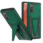 For Samsung Galaxy Note20 Super V Armor PC + TPU Shockproof Case with Invisible Holder(Dark Green)
