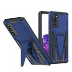 For Samsung Galaxy S20 Super V Armor PC + TPU Shockproof Case with Invisible Holder(Blue)