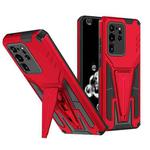 For Samsung Galaxy S20 Ultra Super V Armor PC + TPU Shockproof Case with Invisible Holder(Red)