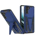 For Samsung Galaxy S21+ 5G Super V Armor PC + TPU Shockproof Case with Invisible Holder(Blue)