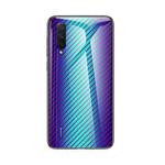 For Xiaomi Mi CC9 / Mi 9 Lite Gradient Carbon Fiber Texture TPU Border Tempered Glass Case(Blue Fiber)