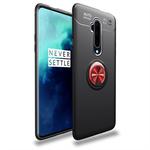 For OnePlus 7T Pro lenuo Shockproof TPU Protective Case with Invisible Holder(Black Red)