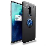 For OnePlus 7T Pro lenuo Shockproof TPU Protective Case with Invisible Holder(Black Blue)