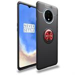 For OnePlus 7T lenuo Shockproof TPU Protective Case with Invisible Holder(Black Red)