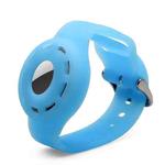 Anti-scratch Shockproof Silicone Bracelet Strap Protective Cover Case For AirTag(Blue Fluorescent)