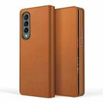 For Samsung Galaxy Z Fold3 5G Split Type Horizontal Flip Foldable Leather Case with Holder & Card Slots & Wallet(Plain Brown)