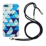 Hollow Diamond-shaped Squares Pattern TPU Precise Hole Phone Protective Case with Lanyard For iPhone 8 Plus / 7 Plus(Blue)