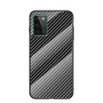 For OnePlus 8T Gradient Carbon Fiber Texture TPU Border Tempered Glass Case(Black Fiber)