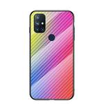 For OnePlus N10 5G Gradient Carbon Fiber Texture TPU Border Tempered Glass Case(Colorful Fiber)