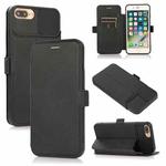 Push Window Double Buckle PU + Silicone Horizontal Flip Leather Case with Holder & Card Slot For iPhone 8 Plus & 7 Plus(Black)