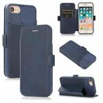For iPhone SE 2022 / SE 2020 / 8 / 7 Push Window Double Buckle PU + Silicone Horizontal Flip Leather Case with Holder & Card Slot(Blue)