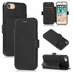 For iPhone SE 2022 / SE 2020 / 8 / 7 Push Window Double Buckle PU + Silicone Horizontal Flip Leather Case with Holder & Card Slot(Black)