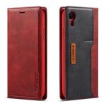 For iPhone XR LC.IMEEKE LC-001 Series PU + TPU Color Matching Frosted Horizontal Flip Leather Case with Holder & Card Slot(Red)