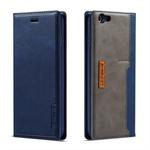For iPhone 6 / 6s LC.IMEEKE LC-001 Series PU + TPU Color Matching Frosted Horizontal Flip Leather Case with Holder & Card Slot(Blue)