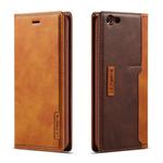 For iPhone 6 / 6s LC.IMEEKE LC-001 Series PU + TPU Color Matching Frosted Horizontal Flip Leather Case with Holder & Card Slot(Brown)