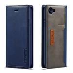 For iPhone 7 / 8 LC.IMEEKE LC-001 Series PU + TPU Color Matching Frosted Horizontal Flip Leather Case with Holder & Card Slot(Blue)