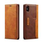 For iPhone XS Max LC.IMEEKE LC-001 Series PU + TPU Color Matching Frosted Horizontal Flip Leather Case with Holder & Card Slot(Brown)