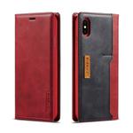 For iPhone XS Max LC.IMEEKE LC-001 Series PU + TPU Color Matching Frosted Horizontal Flip Leather Case with Holder & Card Slot(Red)