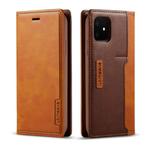 For iPhone 11 LC.IMEEKE LC-001 Series PU + TPU Color Matching Frosted Horizontal Flip Leather Case with Holder & Card Slot(Brown)