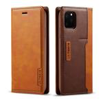For iPhone 11 Pro Max LC.IMEEKE LC-001 Series PU + TPU Color Matching Frosted Horizontal Flip Leather Case with Holder & Card Slot(Brown)