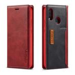 For Huawei P20 Lite LC.IMEEKE LC-001 Series PU + TPU Color Matching Frosted Horizontal Flip Leather Case with Holder & Card Slot(Red)