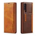 For Huawei P30 LC.IMEEKE LC-001 Series PU + TPU Color Matching Frosted Horizontal Flip Leather Case with Holder & Card Slot(Brown)