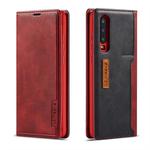 For Huawei P30 LC.IMEEKE LC-001 Series PU + TPU Color Matching Frosted Horizontal Flip Leather Case with Holder & Card Slot(Red)