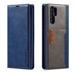 For Huawei P30 Pro LC.IMEEKE LC-001 Series PU + TPU Color Matching Frosted Horizontal Flip Leather Case with Holder & Card Slot(Blue)