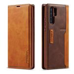 For Huawei P30 Pro LC.IMEEKE LC-001 Series PU + TPU Color Matching Frosted Horizontal Flip Leather Case with Holder & Card Slot(Brown)