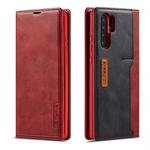 For Huawei P30 Pro LC.IMEEKE LC-001 Series PU + TPU Color Matching Frosted Horizontal Flip Leather Case with Holder & Card Slot(Red)