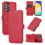 For Samsung Galaxy A52 5G / 4G Push Window Double Buckle PU + Silicone Horizontal Flip Leather Case with Holder & Card Slot(Red)