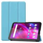 For Lenovo Tab M7 3rd Gen Custer Texture Horizontal Flip Leather Case with Three-folding Holder(Sky Blue)