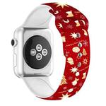 For Apple Watch Series 7 45mm / 6 & SE & 5 & 4 44mm / 3 & 2 & 1 42mm Christmas Printing Silicone Watch Band(New Year Christmas)